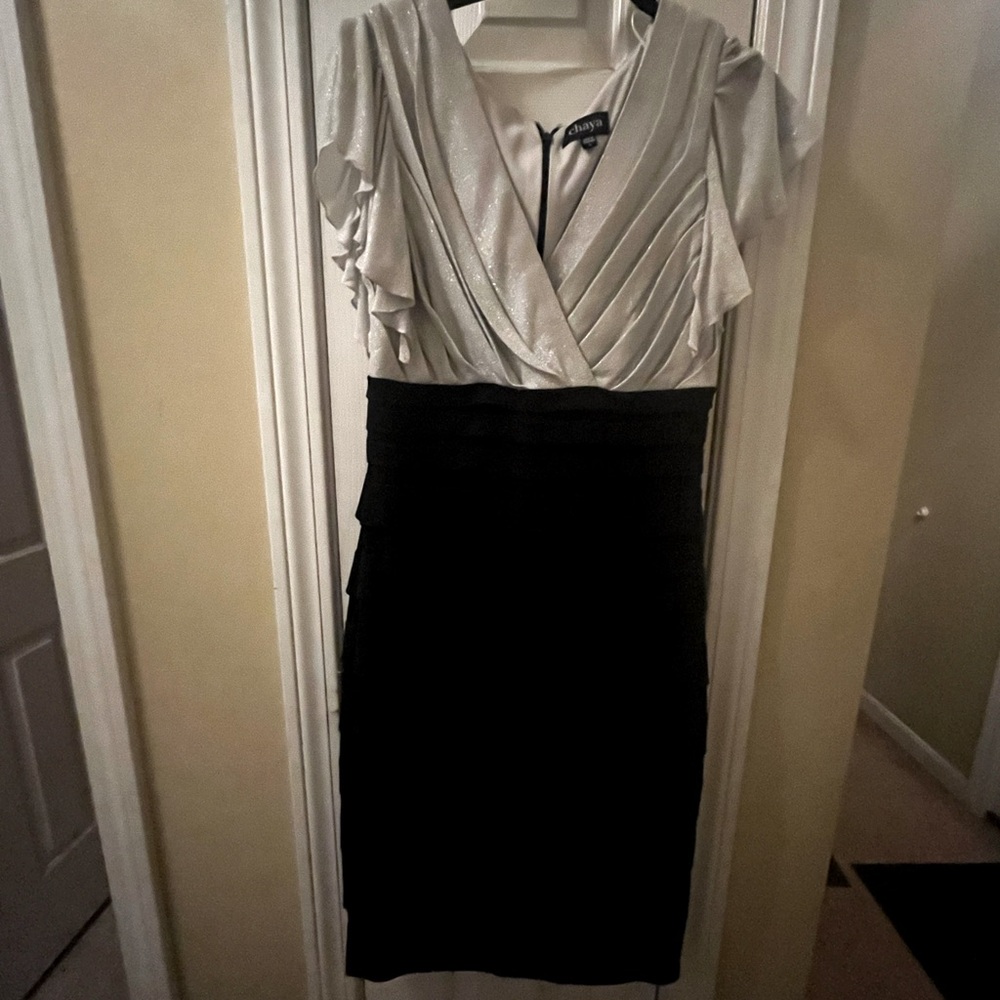 Chaya silver and black dress.